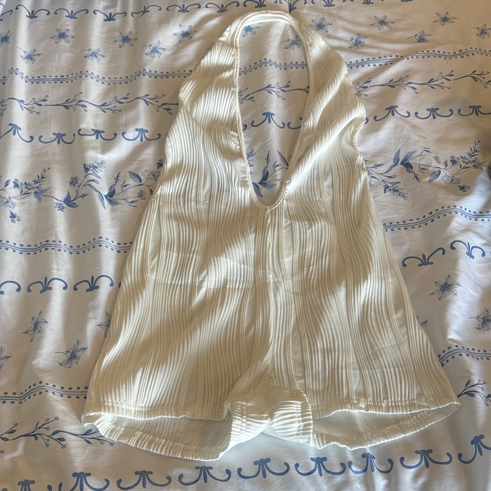 Ribbed Halter Camisole in Cream - Sleek Stretch Fit